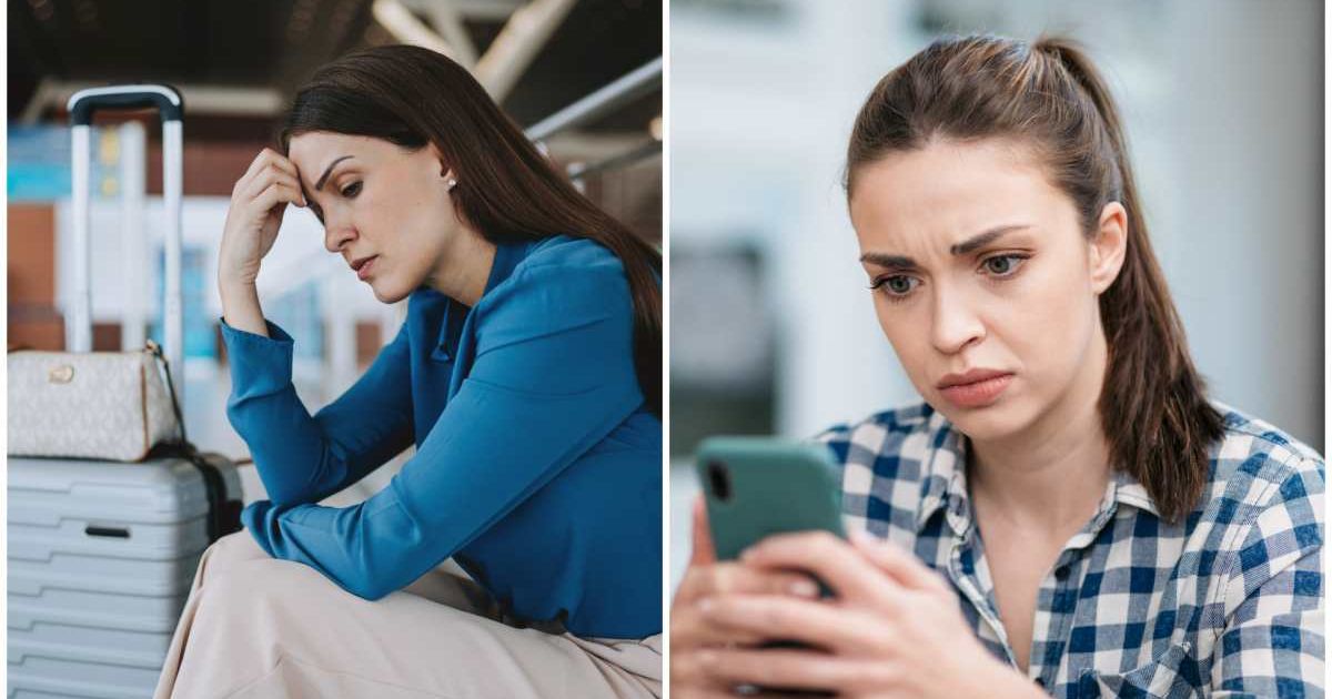 (L ) A woman looks stressed at an airport ; (R) A woman looks confused reading text (Representative Cover Image Source: Getty Images | Photo by (L) andreswd ; (R) Ivan Pantic)