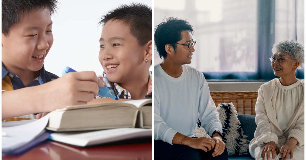 (L ) Two young boys at school ; (R) A man talking to an elderly woman (Representative Cover Image Source: Getty Images | Photo by (L) Sean Justice ; (R) Trevor Williams)