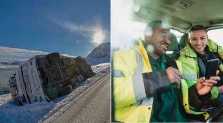 Driver pulled out his phone as his semi-truck toppled with a trainee beside him — one remark caught on camera had rescuers in stitches