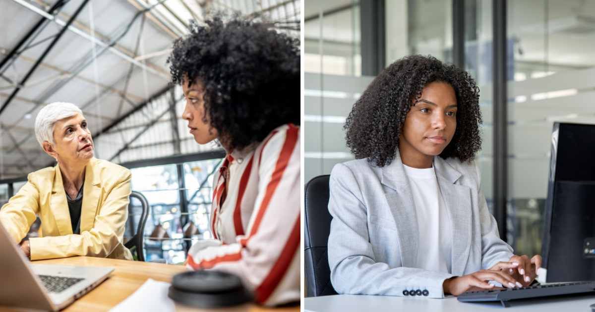(L) Woman talking with employee. (R) Woman working in office. (Representative Cover Image Source: Getty Images | (L) FG trade, (R) Yaroslav, (R) Olienikov)