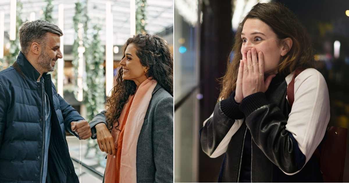 A man and a woman talking at each other (L). A woman looking surprised (R). Representative Cover Image Source: Getty Images | Photo by supersizer and Burak Karademir
