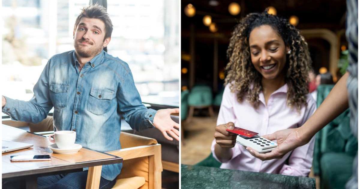 (L ) A man shrugging his shoulders ; (R) A woman paying the bill (Representative Cover Image Source: Getty Images | Photo by (L) Khosrork ; (R) andresr)