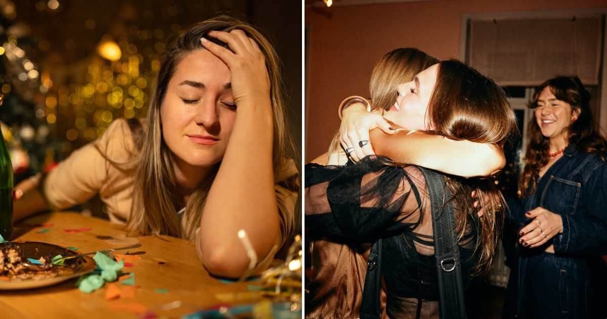 A woman at a club is getting a headache (L). A woman hugging another while another woman watches (R) (Representative Cover Image Source: Getty Images | Photo by miodrag ignjatovic and Maskot
