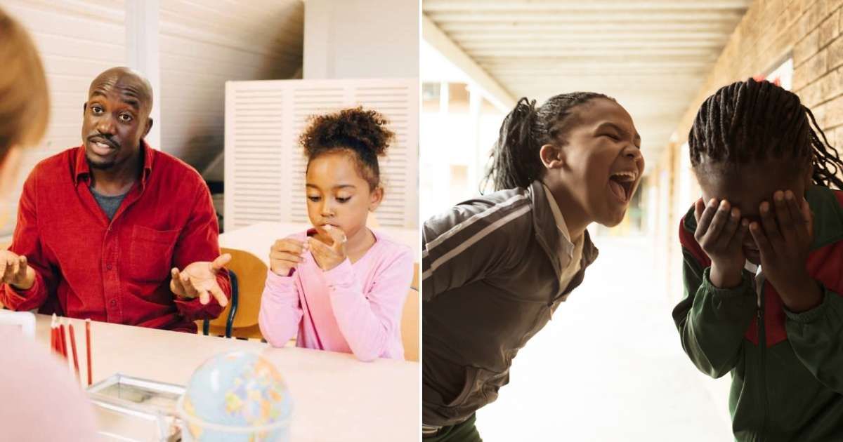 (L ) A father talking to her daughter's principal ; (R) Girl bullying her classmate (Representative Cover Image Source: Getty Images | Photo by (L) Maskot ; (R) GeorgiaCourt)