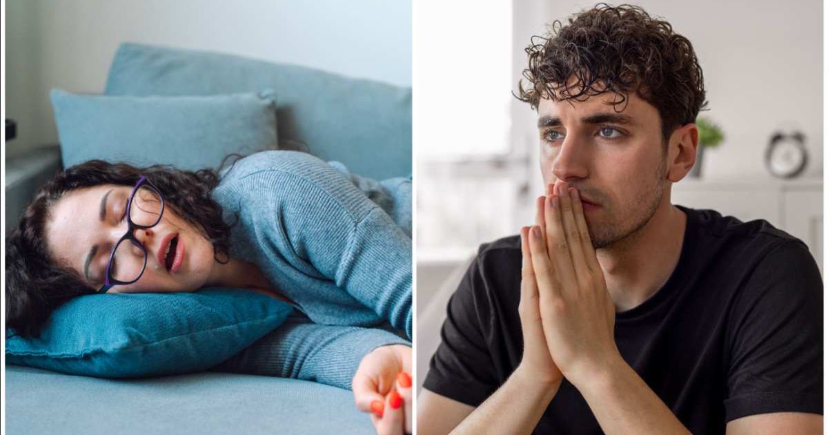 (L ) A woman sleeping on the couch ; (R) A man contemplating (Representative Cover Image Source: Getty Images | (L) Olga Rolenko ; (R) bymuratdeniz)