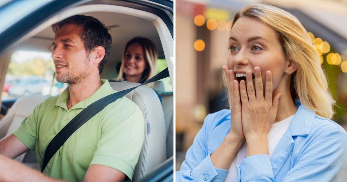 (L) Woman sitting in cab. (R) Young woman shocked. (Representative Cover Image Source: Getty Images | (L) RgStudio, (R) Andrii lemelyanenko)