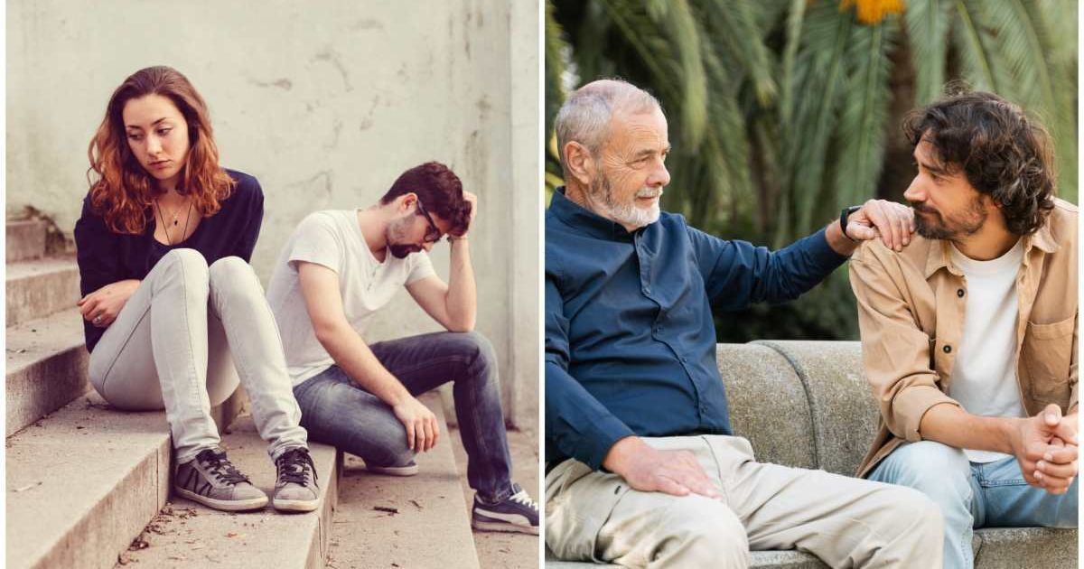 (L) A young couple arguing and upset ; (R) Elderly person talking to a young man (Representative Cover Image Source: Getty Images | Photo by (L) martin-dm ; (R) EF Volart)