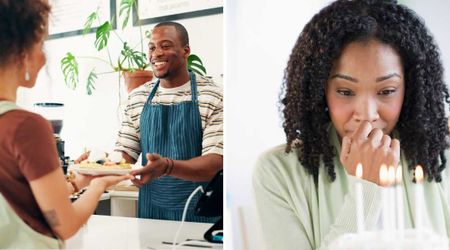 She was touched when the waiter brought her a free birthday dessert — until he lit three candles and said something that made her sob