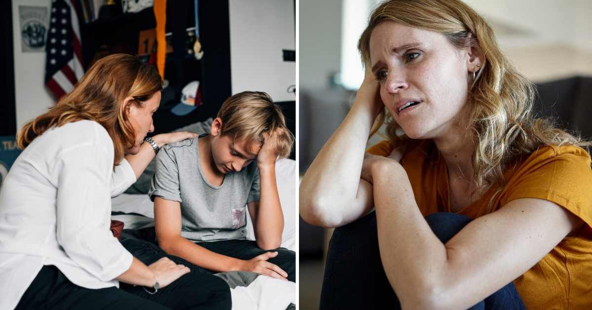 (L) Mom comforting teenage son. (R) Woman heartbroken and crying. (Representative Cover Image Source: Getty Images | (L) Rawpixel, (R) Mindful media)