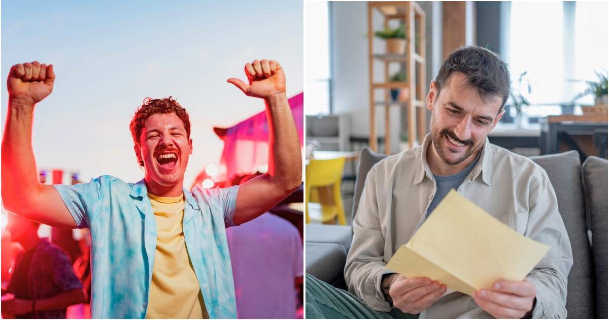(L ) A man enjoying a concert ; (R) Man smiles as he reads a handwritten note. (Representative Cover Image Source: Getty Images | (L) FG Trade Latin; (R) Mirjana Pusicic)
