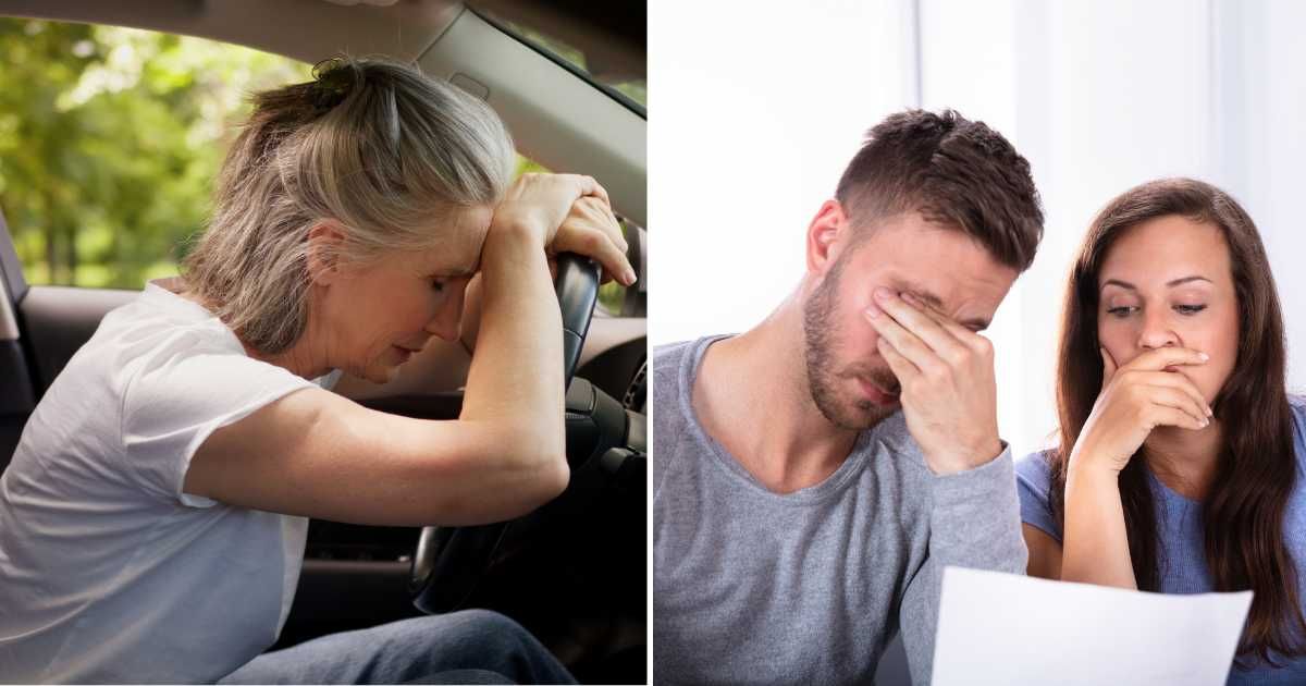 (L) An old woman looking distressed. (R) A couple reading a note (Representative Cover Source: Getty Images | (L) 	Yuliia Kaveshnikova; (R) AndreyPopov)