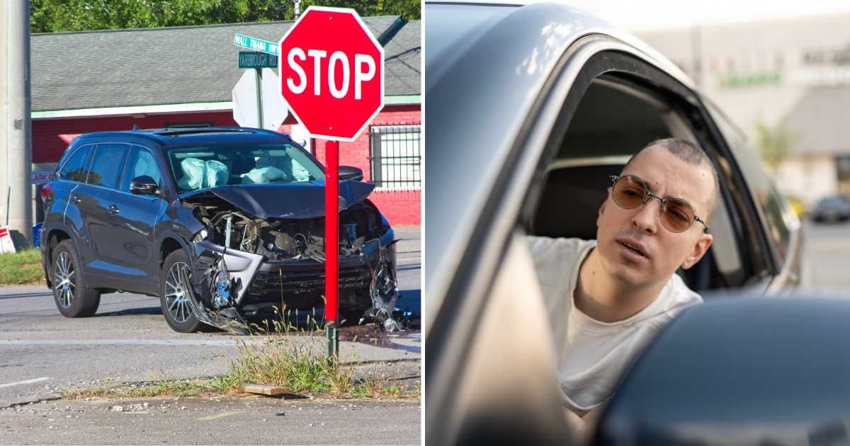 (L) A crashed SUV  (R) A man looking out of his car window (Representative Cover Source: Getty Images | (L) PeteMuller; (R) 	Nikola Milosevic)