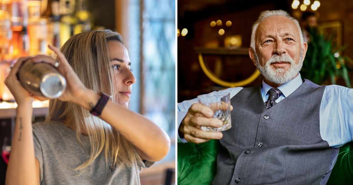 (L) Female bartender. (R) Old man at bar. (Representative Cover Image Source: Getty Images | (L) Thurtell, (R) Westend61)
