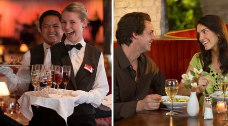 Cruise-ship servers congratulate a couple on engagement — the woman was confused, the unexpected move left her boyfriend embarrassed