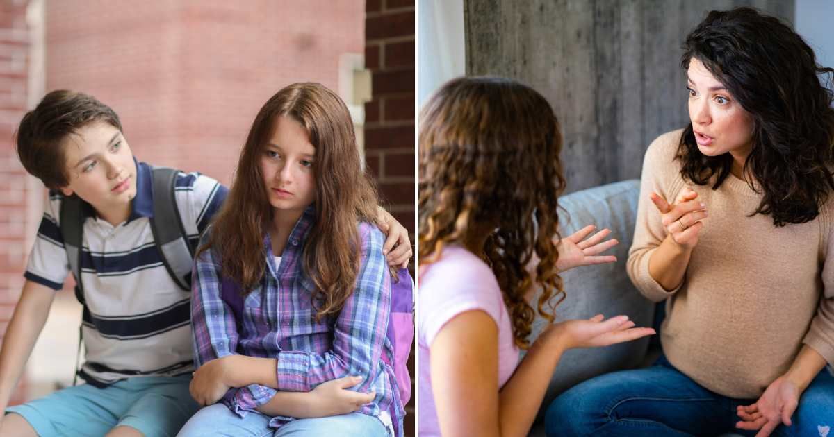 A teenage boy comforting another teenage girl (L). Woman talking to her teenage daughter, where the woman looks visibly surprised (R). (Representative Cover Image Source: Getty Images | Photo by fstop123 and StockPlanets)