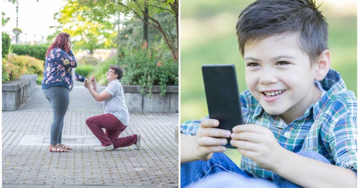 (L ) A queer woman proposing to her partner ; (R) A little boy capturing something using a phone (Representative Cover Image Source: Getty Images | Photo by (L) FatCamera ; (R) SDI Productions)