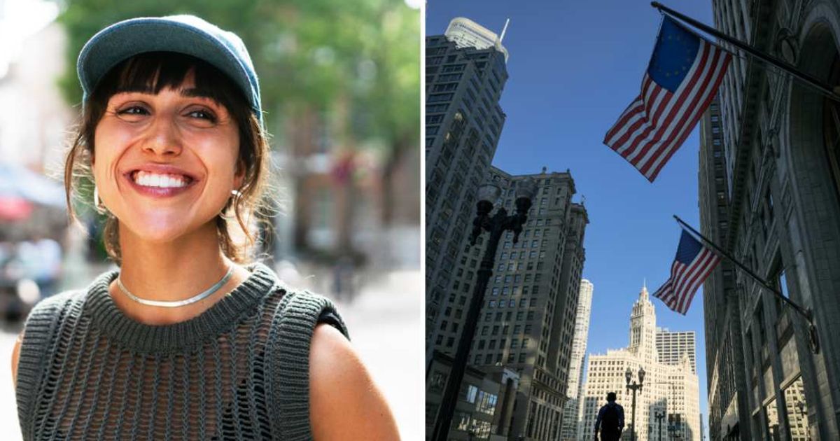 (L ) A woman smiling ; (R) American walking down North Michigan Avenue in Chicago (Representative Cover Image Source: Getty Images | Photo by (L) Tim Robberts ; (R) EschCollection)