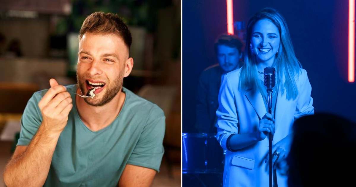 (L) A man eating an ice cream at night club. (R) A bar singer is talking over the microphone. (Representative Cover Image Source: L - Getty Images | djiledesign, R - Pexels| Antoni Shkraba)