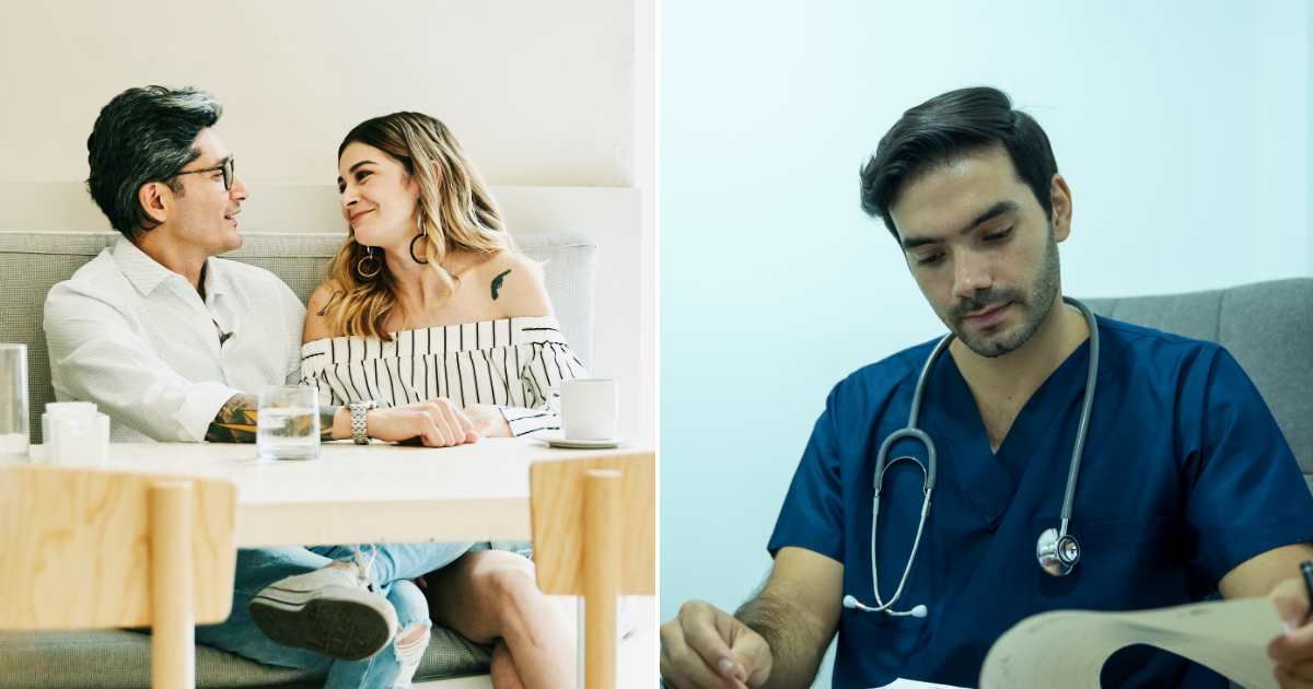 (L) An couple on a date (R) A doctor carefully examining patient's report (Representative Cover Source: Getty Images | (L) Thomas Barwick; (R) Visoot Uthairam)