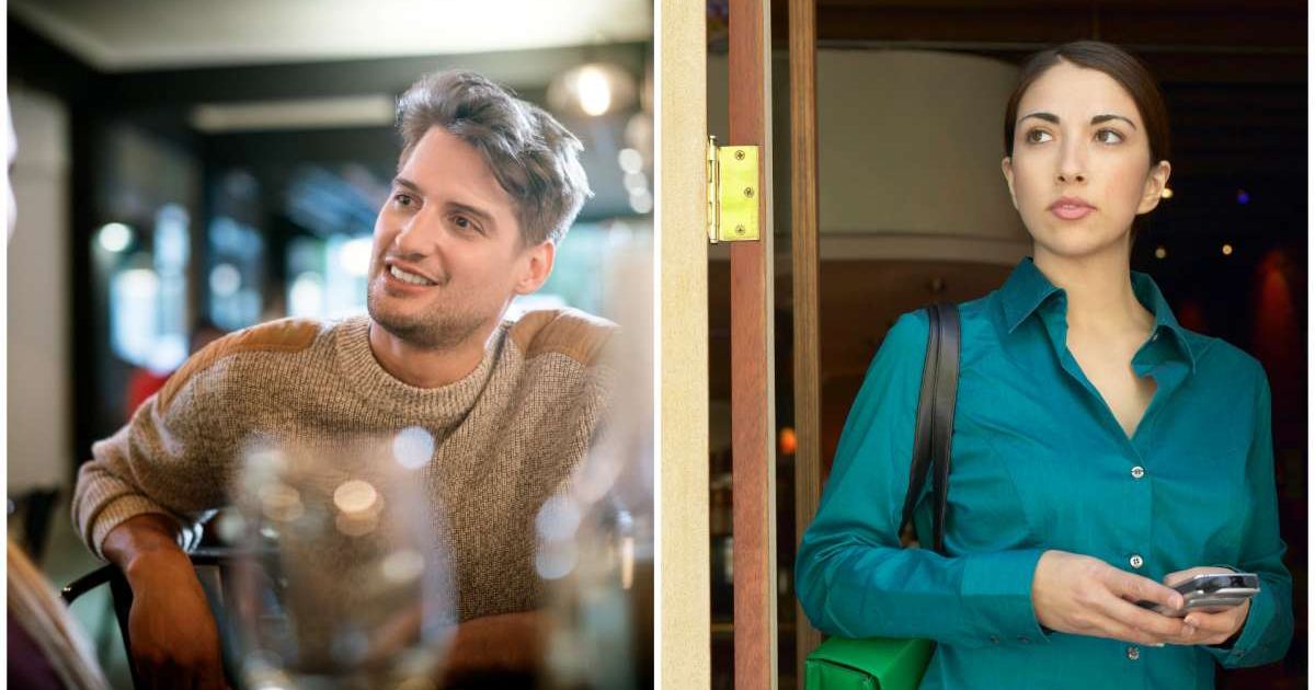 (L )A man talking to a woman at a restaurant ; (R) A woman walking out of a restaurant (Representative Cover Image Source: Getty Images | Photo by (L) Portra ; (R) JupiterImages)