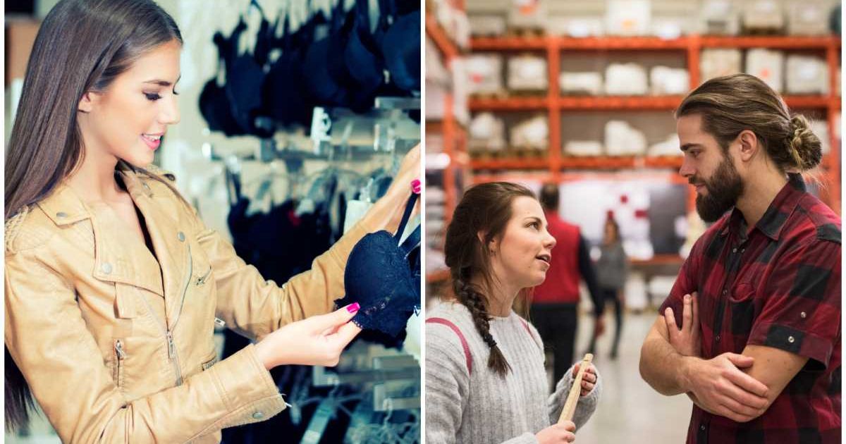 (L )A woman shopping for lingerie ; (R) A woman confronting a man (Representative Cover Image Source: Getty Images | Photo by (L) dardespot ; (R) Maskot)