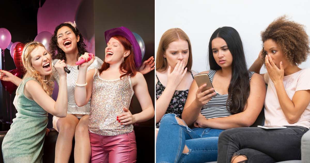 (L) A group of friends enjoying in a party (R) A group of friends in shock after reading a message on mobile Representative Cover Source: Getty Images | (L) Betsie Van Der Meer; (R) VMJones)