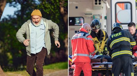 Firefighters were responding to a shooting scene when a distressed man ran toward them carrying something — what he held left them shaken