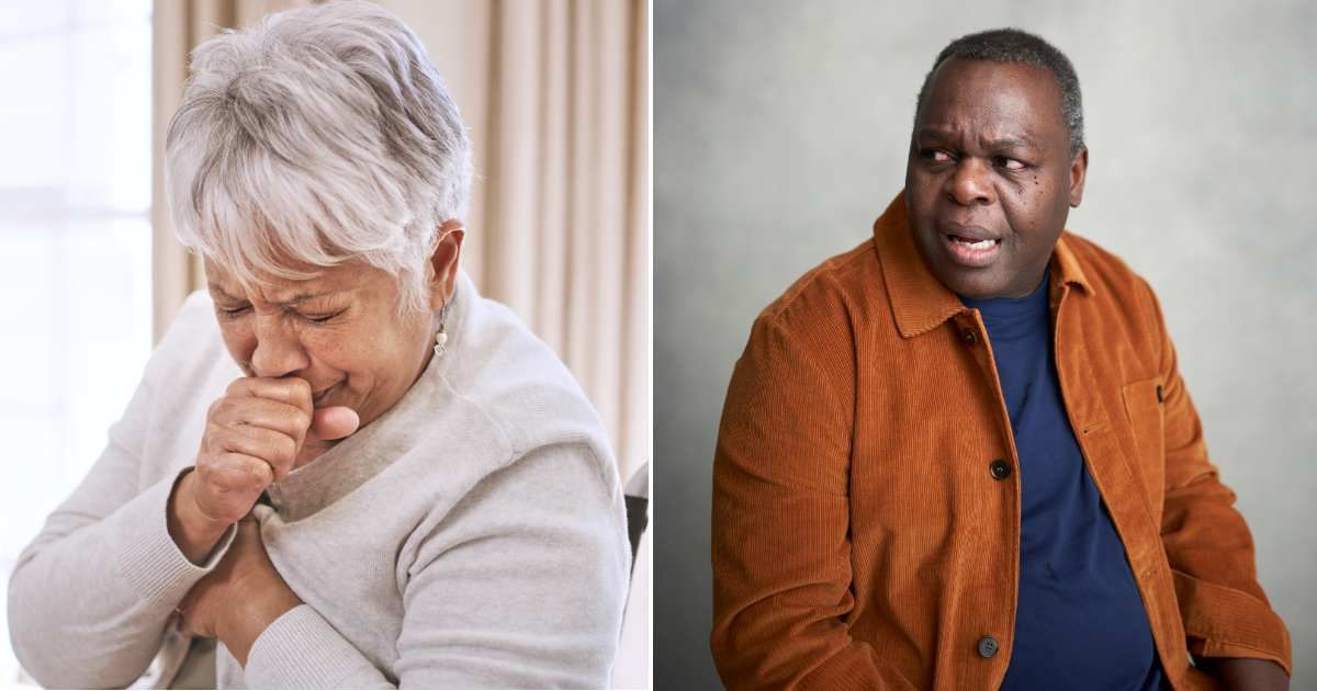 (L) An elderly woman choking (R) A man noticing something worrying (Representative Cover Source: Getty Images | (L) AlexanderFord; (R) Kelvin Murray)
