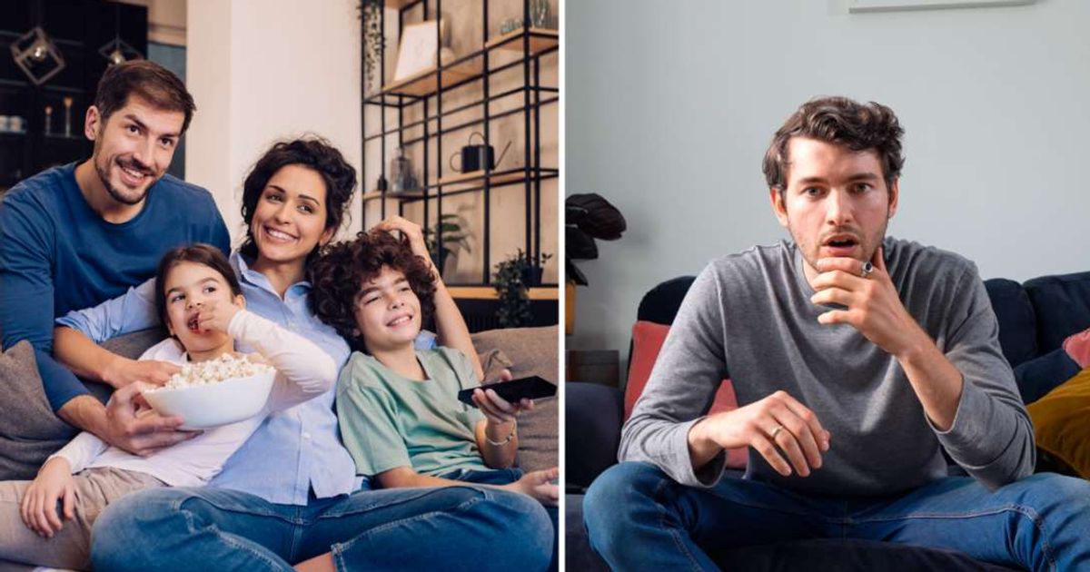 (L ) A family watching a movie ; (R) A man looks stunned (Representative Cover Image Source: Getty Images | Photo by (L) RgStudio ; (R) Tara Moore)