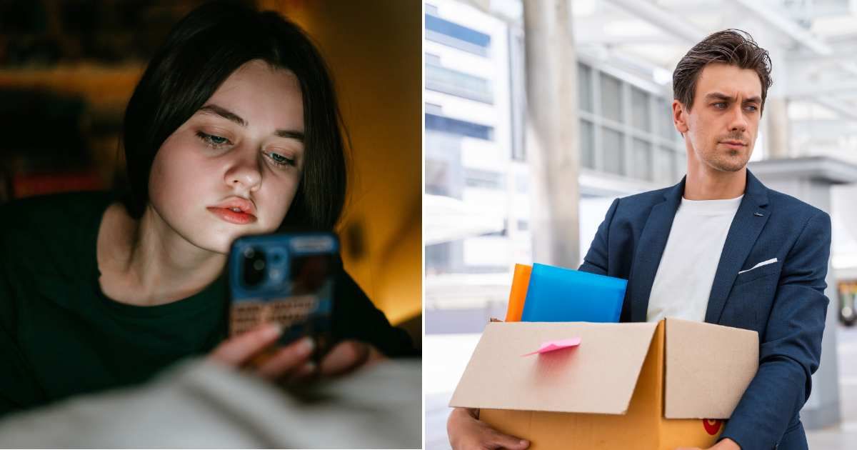 (L) A teenaged girl using a mobile phone (R) A man walking out of office with his belongings  (Representative Cover Source: Getty Images | (L) Fiordaliso; (R) Twenty47studio)