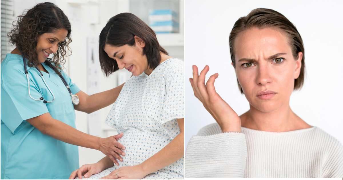 (L) Pregnant woman at the hospital with a doctor. (R) Woman confused and shocked. (Representative Cover Image Source: L - Getty Images| Ariel Skelley, R - Pexels|  Ron Lach)
