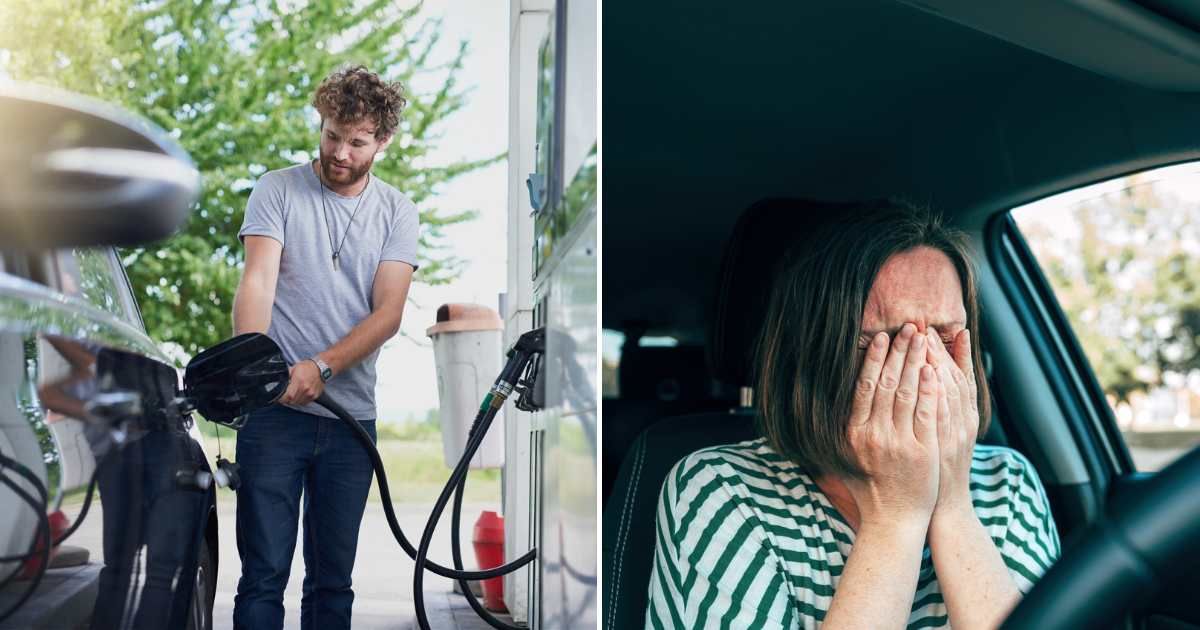  A man filling up a gas station (L) A crying woman (R) (Representative Cover Image Source: Getty Images | Photo by Adene Sanchez and BitsAndSplits)
