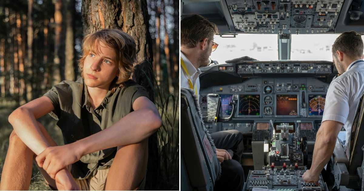 (L) A teenager boy sitting in a forest (R) Pilots sitting inside the plane (Representative Cover Source: Pexels | (L) Katrin Bolovtsova; (R) Rafael Cosquiere)