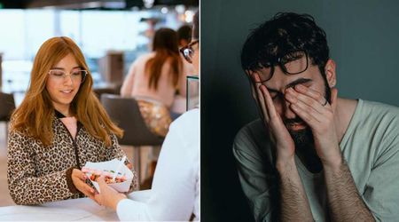 Mom buying donuts feared the worst when she heard a rough-looking man sobbing behind her — moments later, they ended up celebrating