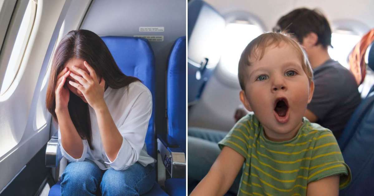 A woman looking upset and frustrated on a plane (L). A naughty toddler on a plane (R) (Representative Cover Image Source: Getty Images | Photo by Farknot_Architect and ArtMarie)