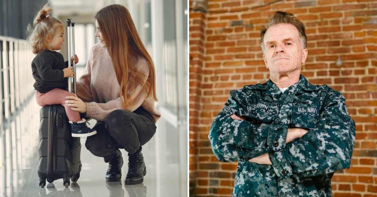  A mother with her toddler at the airport (L). An army officer standing comfortably (R) (Representative Cover Image Source: Getty Images | Photo by Gustavo Fring and RDNE Stock Project)