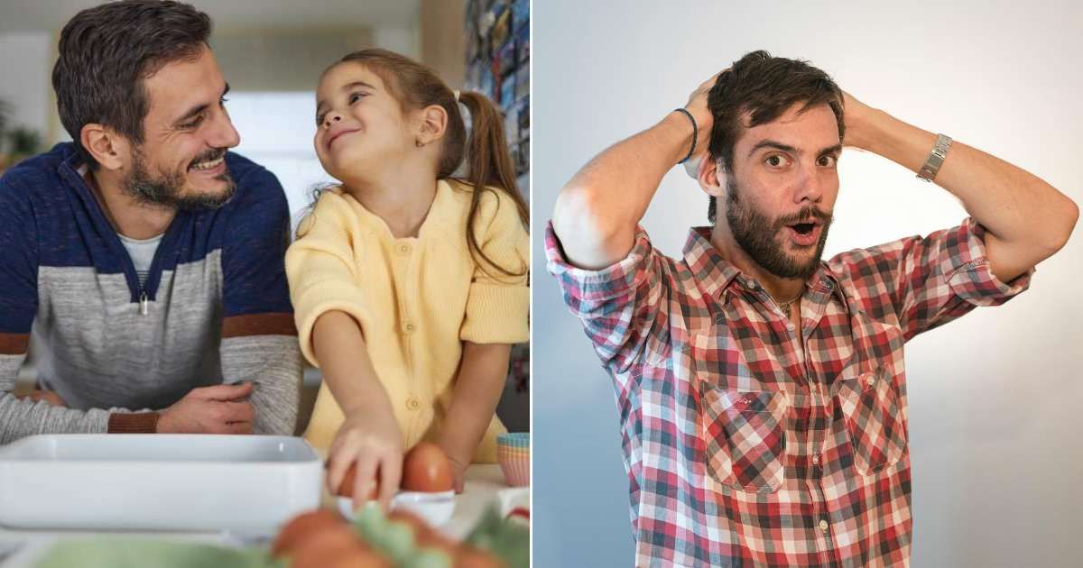 (L) A daughter and father cooking together. (R) A man looking surprised. (Representative Cover Image Source: L - Getty Images| SanyaSM, R- Pexels| Mario Amé)