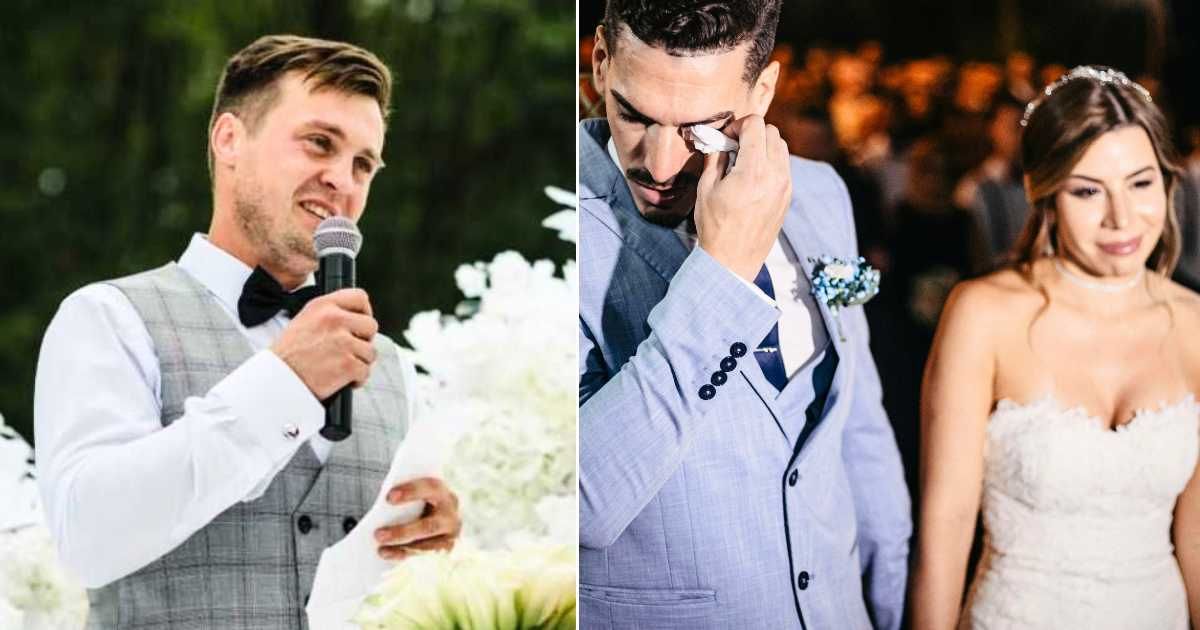 (L) Bestman giving a speech at a wedding. (R) Bride and groom get emotional. (Representative Cover Image Source: L - Getty Images| People Images, R - Pexels| Johnathan Nenemann)