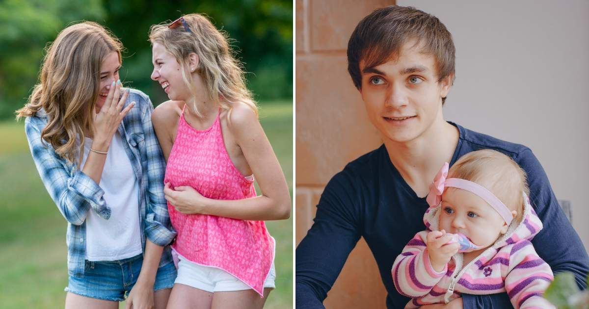 (L) High school teen girls laughing. (R) A father with his baby daughter. (R) (Representative Cover Image Source: Getty Images | L - FatCamera, R - hetmanstock)