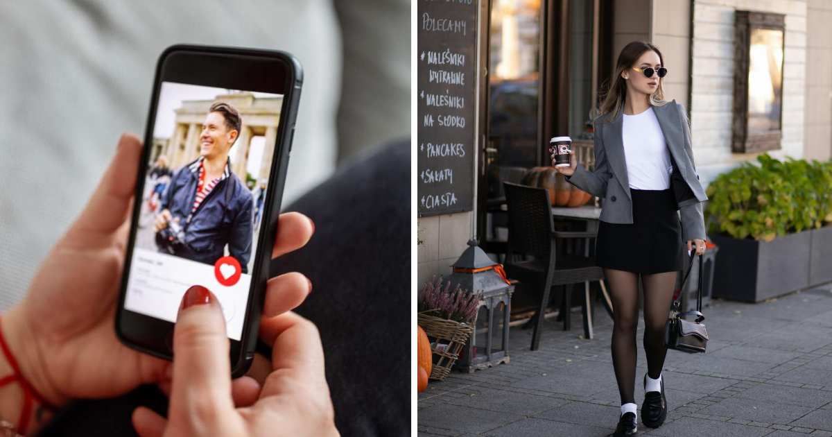 (L) Woman looking at dating profile. (R) Woman walking out of the cafe. (Representative Cover Image Source: Getty Images | (L) Luis Alvarez, (R) Lara Stratiychuk)