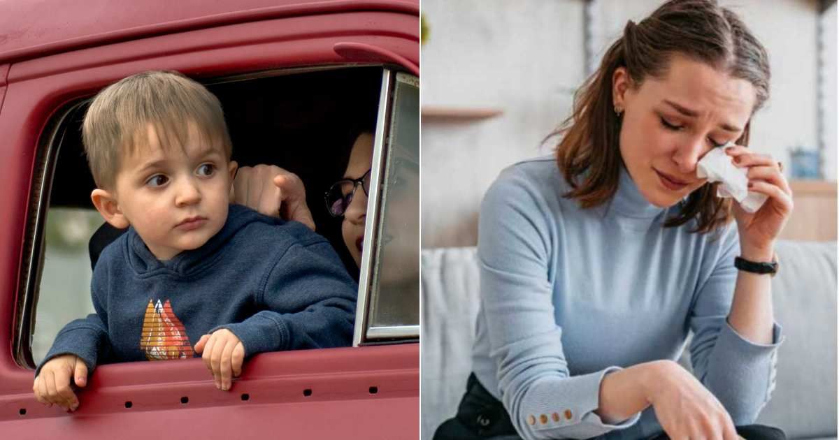 (L) A little boy looks sad as he looks out of car. (R) A woman emotionally wipes tears. (Representative Cover Image Source:  L - Unsplash| Tim Mossholder, R  - Getty Images| urbazon)