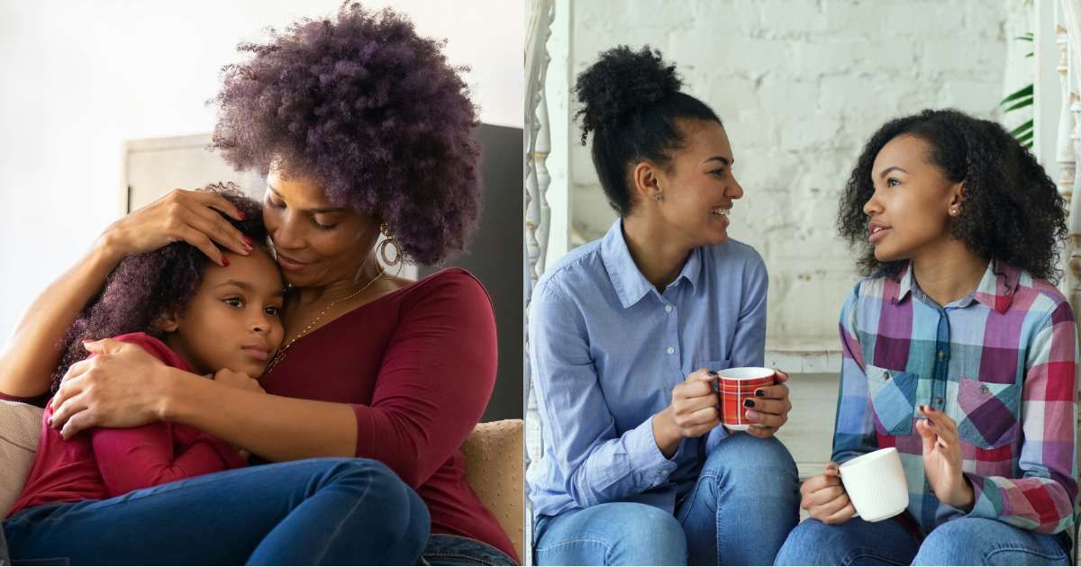 (L) Mom affectionately comforts daughter. (R) Two women are discussing something. (Representative Cover Image Source: Pexels| L - Kampus Production, R - Vitaly Gariev)