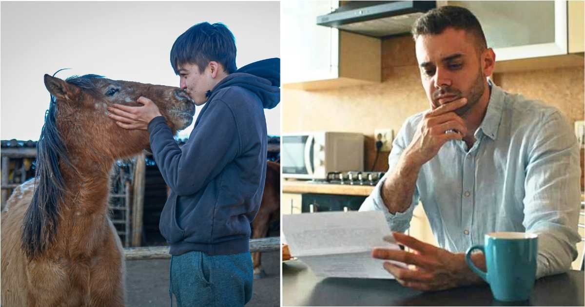 (L) A young teenager kissing his horse ; (R) An emotional man reading a letter (Representative Cover Image Source: L - Unsplash|  Tengis Galamez, R - Getty Images | Vitaly Gariev )