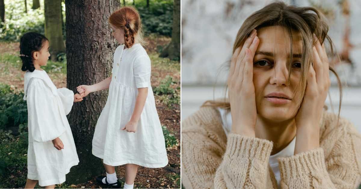 (L) Two girls playing in a forest (R) A woman looking confused (Representative Cover Source: Pexels | (L) Ron Lach; (R) MART PRODUCTION)