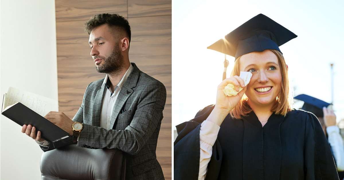 (L) Man looking through a book. (R) Happy woman on her graduation day. (Representative Cover Image Source: (L) Pexels | Mikhail Nilov, (R) Getty Images| People images)