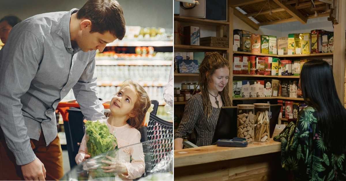 (L) A father and daughter at a grocery store (R) A woman standing at the billing counter of a store (Representative Cover Source: Pexels | (L) Gustavo Fring; (R) Tima Miroshnichenko)
