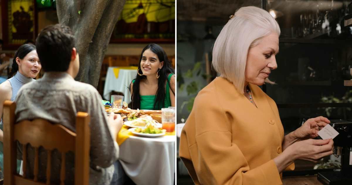 Teens having a meal together (L). Woman reading a note, looking happy (R) (Representative Cover Image Source: Pexels Images | Photo by Los Muertos Crew and cottonbro studio)