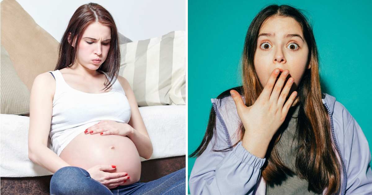 (L) Pregnant woman in pain sitting at home. (R) Stunned teenager. (Representative Cover Image Source: Getty Images, Pexels | (L) Westend61, (R) Koolshooters)