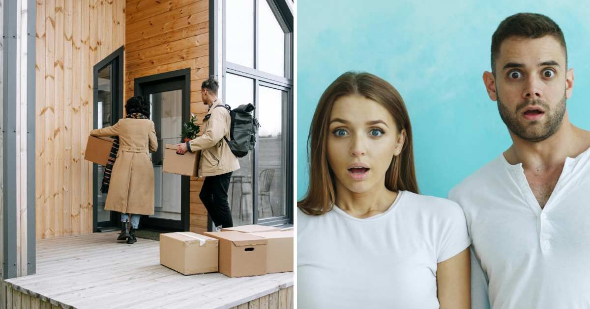 (L) Couple entering new house. (R) Shocked couple. (Representative Cover Image Source: Pexels | (L) Ivan S, (R) Vitaly Gariev)