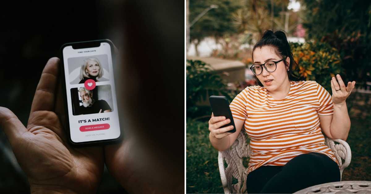 (L) A woman matching with a man on a dating app. (R) A woman shocked, looking at her phone. (Representative Cover Image Source: Pexels| L - Helena Lopez, R - Cottonbro studio)